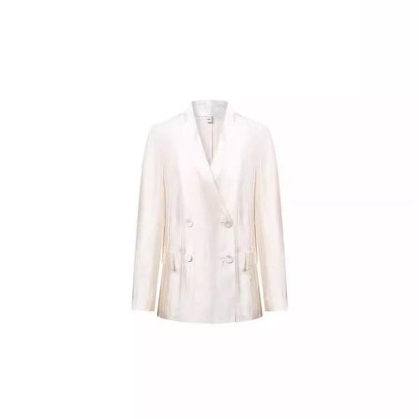 Womens Suiting | Plus Long Sleeve Double-Breasted Satin Blazer